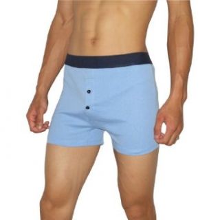 Mens Soft & Comfortable Button Fly Boxer Shorts / Briefs Underwear   Blue (Size: L) at  Mens Clothing store