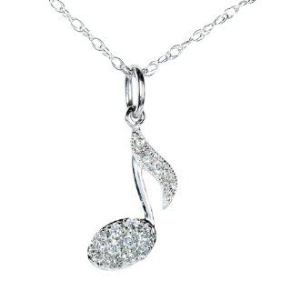 1/10 Carat TW Diamond Musical Note Pendant in 14k White Gold with 18" Chain: Diamond Me: Jewelry