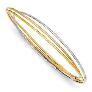 Gold and Watches 14k Tri color Diamond Cut 3 Intertwined Bangles: Jewelry
