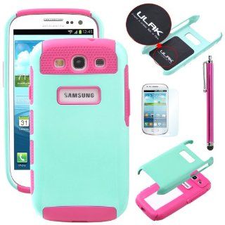 Pandamimi ULAK(TM) Aqua Blue & Rose Pink Fashion Sweety Girls TPU + PC 2 Piece Hard Case Cover for Samsung Galaxy S3 i9300 (fit GT I9300/SGH I747/SPH L710/SGH T999/SCH I535)with Free Screen Protector and Stylus: Cell Phones & Accessories