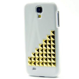 Punk Pyramid Studs and Spikes Mobile Samsung Galaxy S4 Case for Studs Cell Phone Samsung Galaxy i9500 Case White Golden + Screen Protector + stylus + 1D silicone band: Cell Phones & Accessories