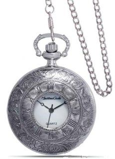 Sterling Silver Plated Window Pocket Watch: Jewelry