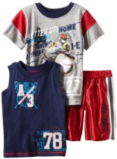 Z Boyz Wear by Nannette 2 7 3 Piece Knit Pullover 1 and 2 with Short, Red/Blue/Grey, 2T: Clothing