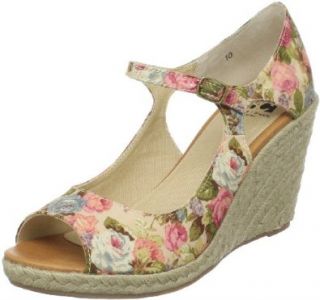BC Footwear Women's Hammock Floral Wedge Espadrille, Cream, 11 M US: Sandals: Shoes