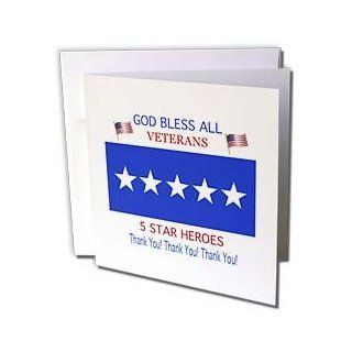gc_36110_1 777images Designs Graphic Design Patriotic   God Bless all Veterans, five star heroes. Five star generals flag and Thank You   Greeting Cards 6 Greeting Cards with envelopes : Blank Greeting Cards : Office Products