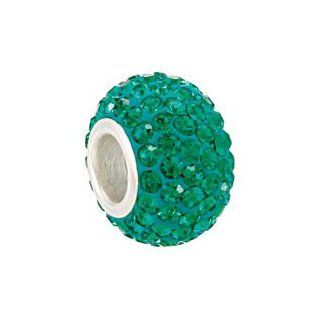 Sterling Silver Emerald Green Swarovski Crystal Birthstone Bead Charm Fits Pandora, Troll, Zable, Reflections: Jewelry