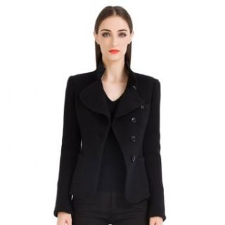 Honeystore Women's Tailored Collar Single breasted 100% Cashmere Jacket Black X Small at  Womens Clothing store