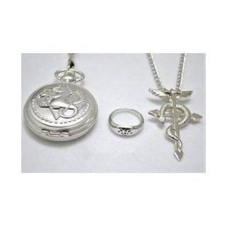 Fullmetal Alchemist Edward Elric's Pocket Watch & Necklace & Ring: Sports & Outdoors