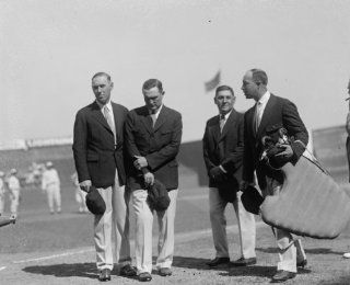 1927 photo Umpires, Walter Johnson 20th yr. Celebration, 8/2/27 Vintage Black c7  