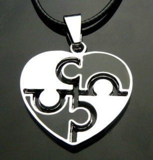 SALE OUT! Limited STOCK!! 2014 model TF788  Black & Silvertone Puzzle Heart Alloy Pendant String Necklace: Health & Personal Care