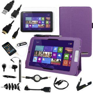GTMax 12 pieces Accessories Bundle Kit for  Kindle Fire Combo Set Includes: Leather Wallet Case + 2 X Screen Protector + 3 X Universal Stylus + Data Cable + Y Extension Cable + 3.5mm Retractable Cable + Soft Gel Headset + Headset Wrap + Memory Card Case: K
