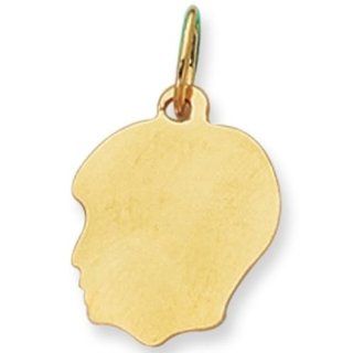 14K Yellow Gold Boy's Head Charm (12 x 21mm): Jewelry