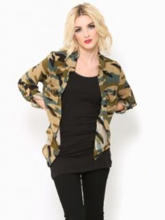 Camo Stud Shirt   SML   Olive Combo at  Womens Clothing store: Fashion T Shirts