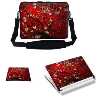 Meffort Inc 17 17.3 inch Laptop Carrying Sleeve Bag Case with Hidden Handle & Adjustable Shoulder Strap with Matching Skin Sticker and Mouse Pad Combo   Vincent van Gogh Cherry Blossoming: Computers & Accessories