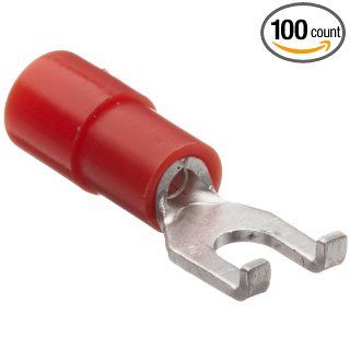 Morris Products 11802 Flange Spade Terminal, Nylon Insulated, Red, 22 16 Wire Size, #4 Stud Size (Pack of 100): Industrial & Scientific