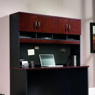 Via Credenza Hutch Classic Cherry/Soft Black   Computer Armoires