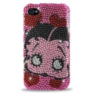 IPhone 4 4S Betty Boop B30 Face W/Hearts PINK Bling Diamond Hard Case: Cell Phones & Accessories