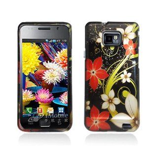 Black Red Flower Hard Cover Case for Samsung Galaxy S2 S II AT&T i777 SGH i777 Attain i9100: Cell Phones & Accessories