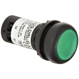 Eaton C22S DRL G K10 120 Pushbutton Switch, Illuminated, Flush Mounted, Maintained Operation, Green LED Color, Black Bezel Color, SPST NO Contacts, 120VAC Voltage: Electronic Component Pushbutton Switches: Industrial & Scientific