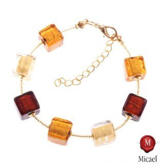 Quadro Murano Glass Bracelet amber gold: Micael: Jewelry