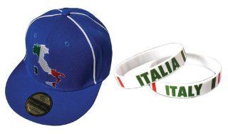 Italy Duo Pack   Flat Peak Snapback Baseball Cap & 2 x Italian Wristbands : Sports Fan Baseball Caps : Sports & Outdoors