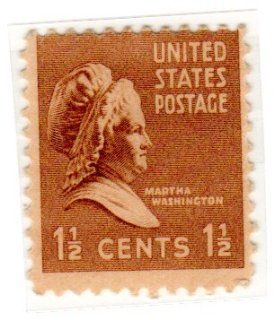 Postage Stamps United States. One Single 1 1/2 Cents Bister Brown Martha Washington Presidential Issue Stamp Dated 1938 54, Scott #805.: Everything Else