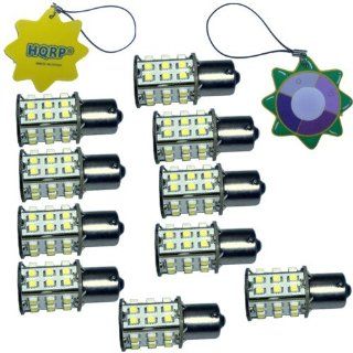 HQRP 10 Pack BA15s Bayonet Base 30 LEDs SMD 3528 LED Bulb Warm White for #1141 #1156 Casita RV Interior / Porch Lights Replacement + HQRP UV Meter: Automotive
