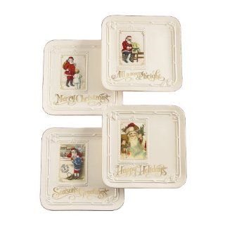Grasslands Road Christmas to Remember Santa 8 5/8 Inch Square Accent Plates, Set of 4 Kitchen & Dining