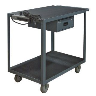 Durham 14 Gauge Steel Instrument Cart with Drawer and Electrical Strip, RSIC 2436 2 8PN 95, 1200 lbs Capacity, 24" Length x 36" Width, 40 5/8" Height, 2 Shelves: Service Carts: Industrial & Scientific