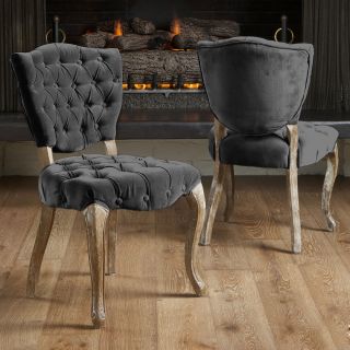 Christopher Knight Home Bates Tufted Charcoal Fabric Dining Chairs (set Of 2)