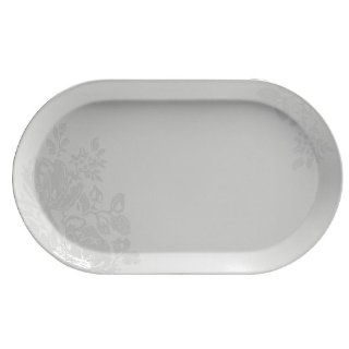 Monique Lhuillier Waterford China Bliss Gray Platter 15": Kitchen & Dining