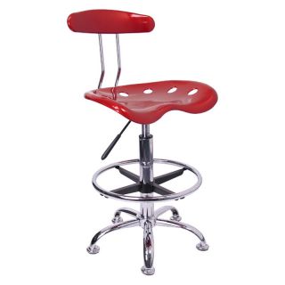 Vibrant Drafting Stool with Tractor Seat   Wine Red and Chrome   Drafting Chairs & Stools