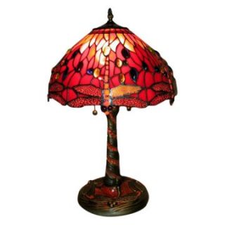 Tiffany Style Red Dragonfly Lamp with Mosaic Base   Table Lamps