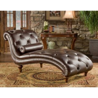 D'Oro Peyton Leather Chaise   Indoor Chaise Lounges