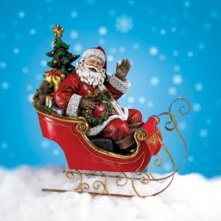 29" Christmas Traditions Santa Claus In Sleigh with Tree and Gifts Statue   Holiday Figurines