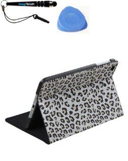 IMAGITOUCH(TM) 3 Item Combo APPLE iPad Mini White Leopard Skin MyJacket (with Tray and Card Slot) (791) (Stylus pen, Pry Tool, Phone Cover): Cell Phones & Accessories