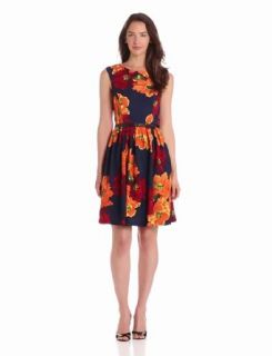 Ellen Tracy Women's Cap Sleeve Printed Kenya Fit and Flare Dress, Twilight Multi, 10 at  Womens Clothing store:
