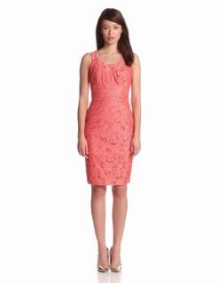Jax Women's Sleeveless Lace Dress, Coral, 2 at  Womens Clothing store