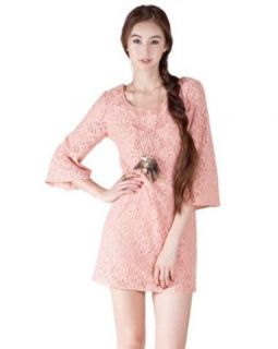 Flying Tomato Women's Floral Lace Shift Dress Medium Dusty Pink