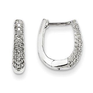 14k White Gold Diamond Hinged Hoop Huggie Earrings. Carat Wt  0.25ct: Jewelry