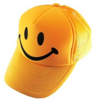 Toddler Youth Yellow Smiley Face Smile Mesh Trucker Hat Cap: Clothing
