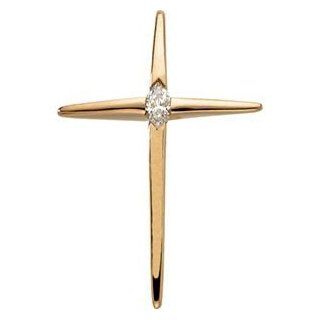 Jewelplus Cross Pendant with Diamond 14K Yellow 28.00X19.00 Mm Jewelry