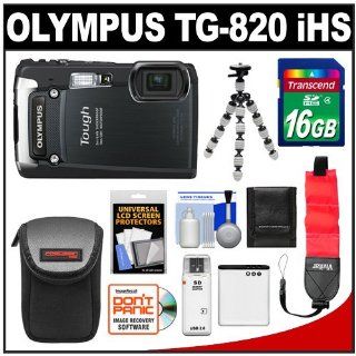 Olympus Tough TG 820 iHS Shock & Waterproof Digital Camera (Black) with 16GB Card + Battery + Floating Strap + Case + Flex Tripod + Accessory Kit : Point And Shoot Digital Cameras : Camera & Photo
