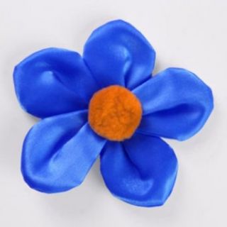 Clown Antics Shimmer 5 Petal Lapel Flowers   Blue, Orange M: Clothing