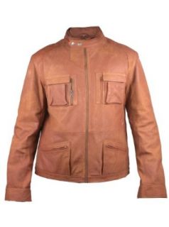 FactoryExtreme Milano Men's Tan Leather Jacket at  Mens Clothing store: Leather Outerwear Jackets
