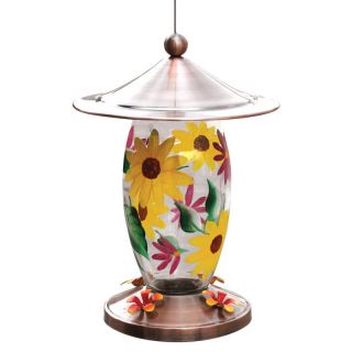 Friends Of Flight Haven 24 oz. Glass Floral Design Hummingbird Feeder   Bird Feeders
