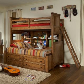 Timber Lodge Twin over Full Bunk Bed   Trundle Beds