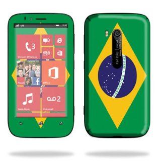 MightySkins Protective Skin Decal Cover for Nokia Lumia 822 Cell Phone T Mobile Sticker Skins Brazilian flag: Cell Phones & Accessories