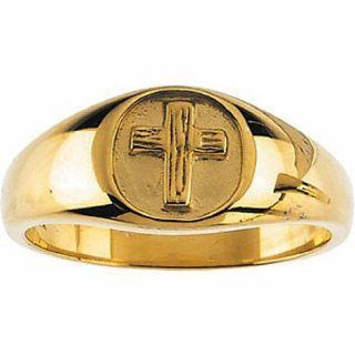 14K Yellow Gold Man's Rugged Cross Ring    LIFETIME WARRANTY: Jewelry