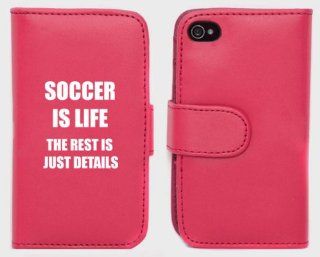 Pink Apple iPhone 5 5S 5LP801 Leather Wallet Case Cover Soccer Is Life: Cell Phones & Accessories